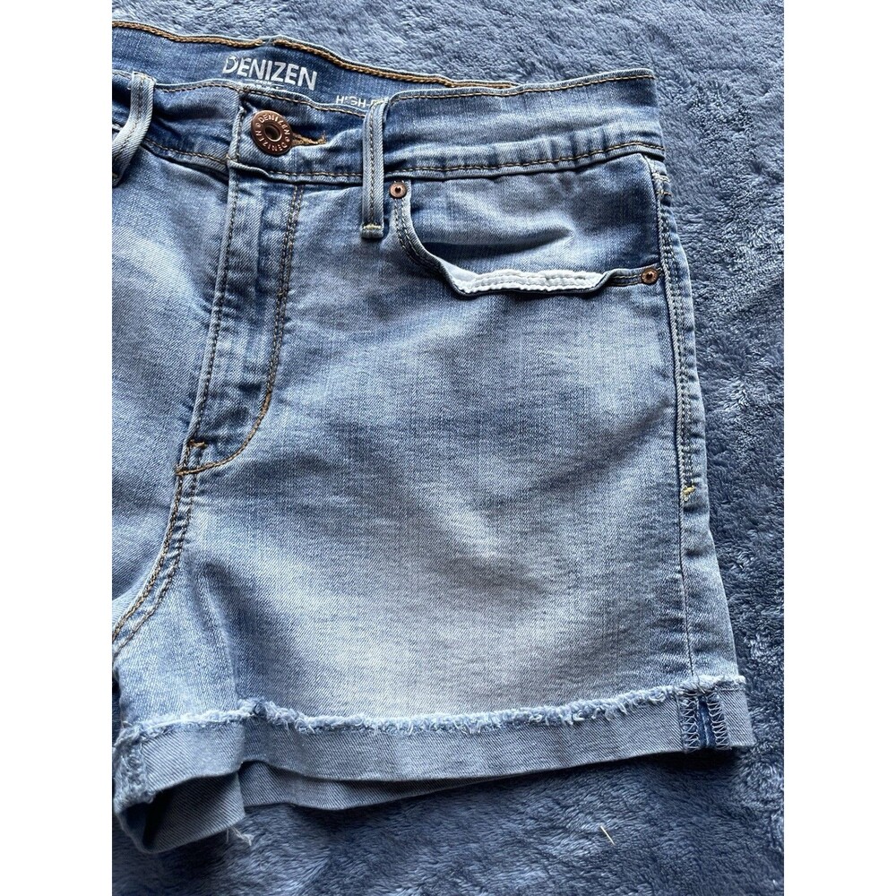 Denizen From Levis Womens Shorts High Rise Shortie Roll Tab Hem Blue Size W30 - Picture 3 of 9